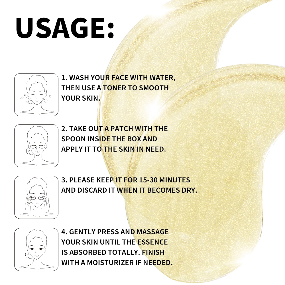 Ilisya 60pcs-Gold Collagen Eye Mask Seaweed Green Algae Eye Patches for Dark Circle Hydrating Pad Anti-Wrinkles Nourishing eye patch