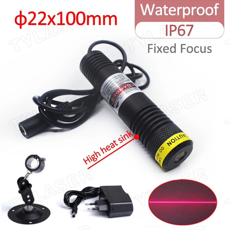 Waterproof IP67 Glass Lens D22X100mm 635nm Red Line 10mW 30mW 50mW 100mW Laser Module for Cutting Positioning Free with Bracket 515nm 520nm 30mw line green laser diode module k9 glass lens locator sight 12v adapter