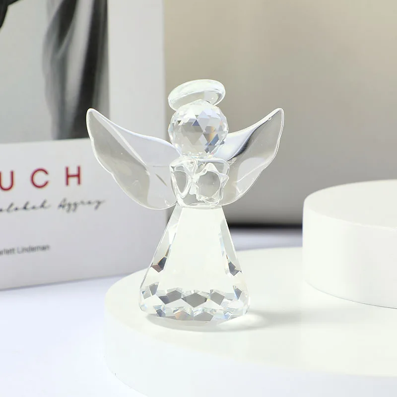 Simple Geometry Nordic Style Crystal Angel Small Ornament Glass Crafts Home Desktop Accessories Angel Guardian