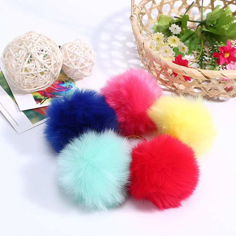 Simple For Woman Fur  Ball DIY Pompom Jewelry Keychains Key Ring Fashion Accessories Key Chain 6 pcs keychains diy necklace transparent ring accessories open bezel hanging decor hollow frame charm men and women