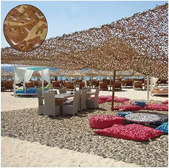 Tarn-Jagdnetz für den Außenbereich, Sonnenschutz für den Garten, Terrasse, Auto-Tarnnetz, weißer Dschungel, Beige, Tarnnetz – Detail 2