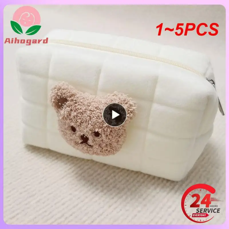 

1~5PCS Cute Bear Baby Toiletry Bag Make Up Cosmetic Bags Portable Diaper Pouch Baby Items Organizer Reusable Cotton Cluth Bag