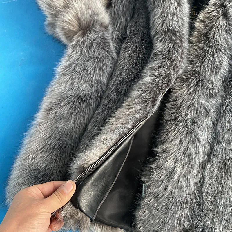 Thick Warm Fur Jacket Women Hooded Coat Silver Fox Faux Fur Coat Furry Outerwears Pockets Zipper Fluffy Overcoat 신상아우터