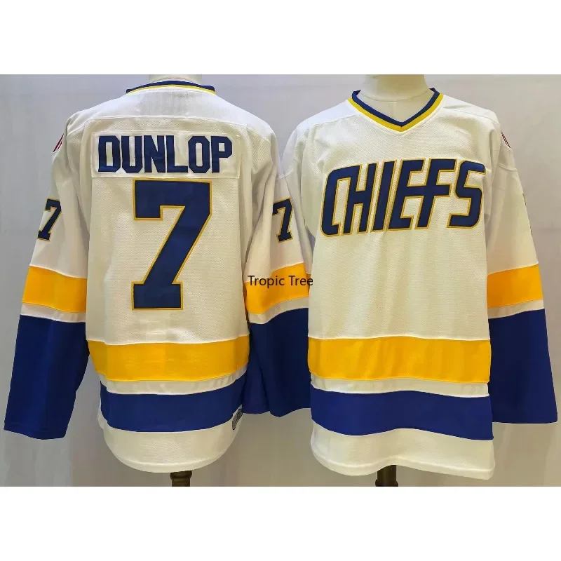 Reggie Dunlop Jersey 7 Charlestown Chiefs Hanson Brothers Ice Hockey Jersey Sport Sweater All Stitched Letters Numbers S-XXXL