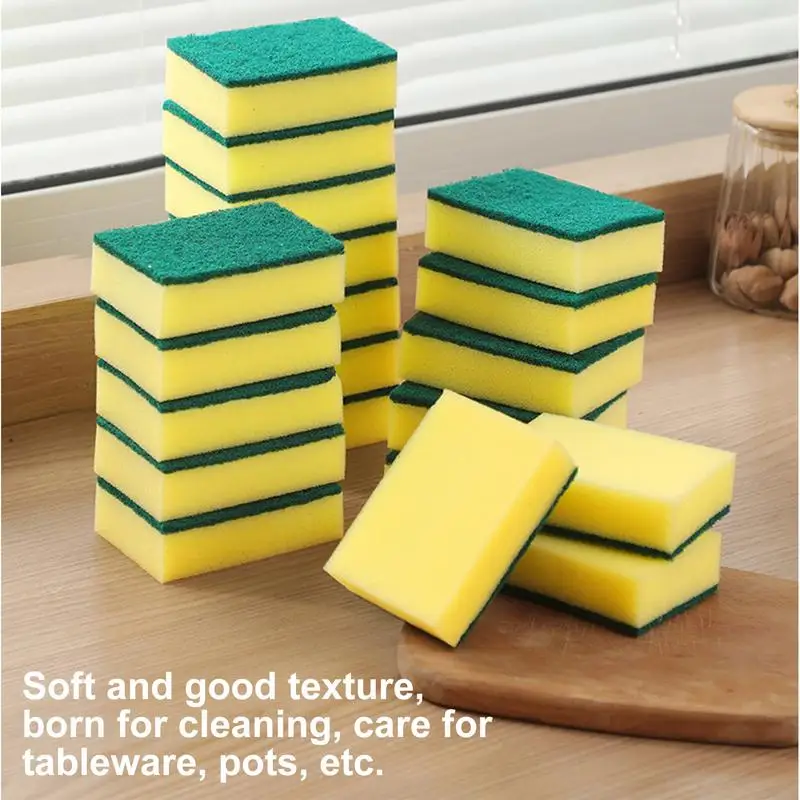 Kitchen Cleaning Sponge Doublesided Dish Wash Sponges Heavy Duty Scrub