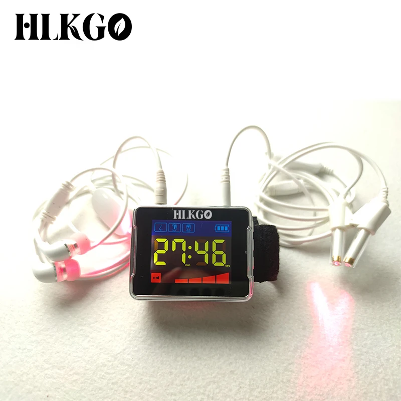 hlkgo 650nm cold laser therapy watch for diabetic treatment reduce high blood pressure rhinitis lllt elder care medical device New medical therapy 2023 Low level wrist laser 650nm watch for rhinities,diabetic and blood pressure
