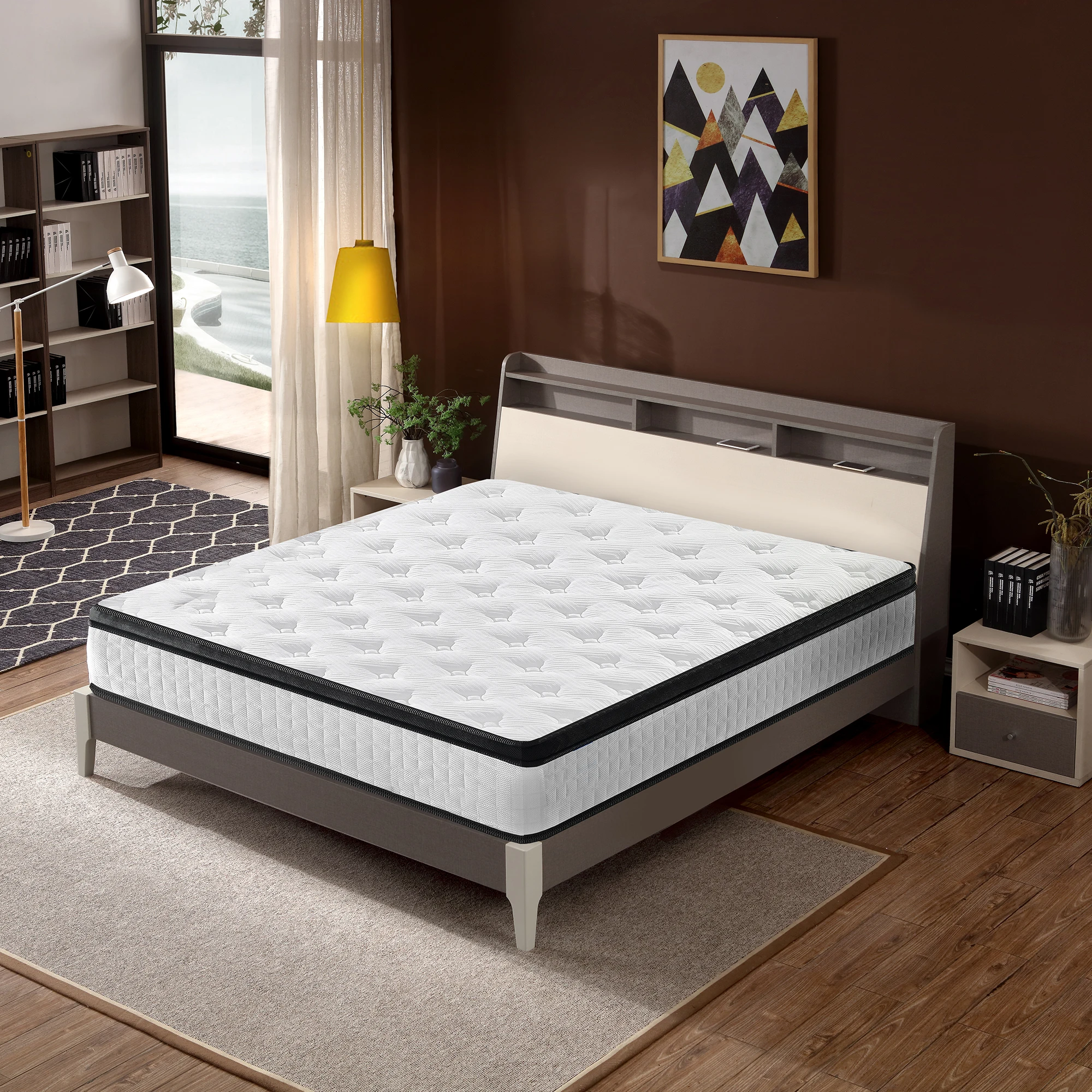 Full Size 12 Inch CertiPUR-US Cool Memory Foam OEKO-TEX 100 Knitted Cover Individual Pocket Spring Hybrid Mattress in A Box