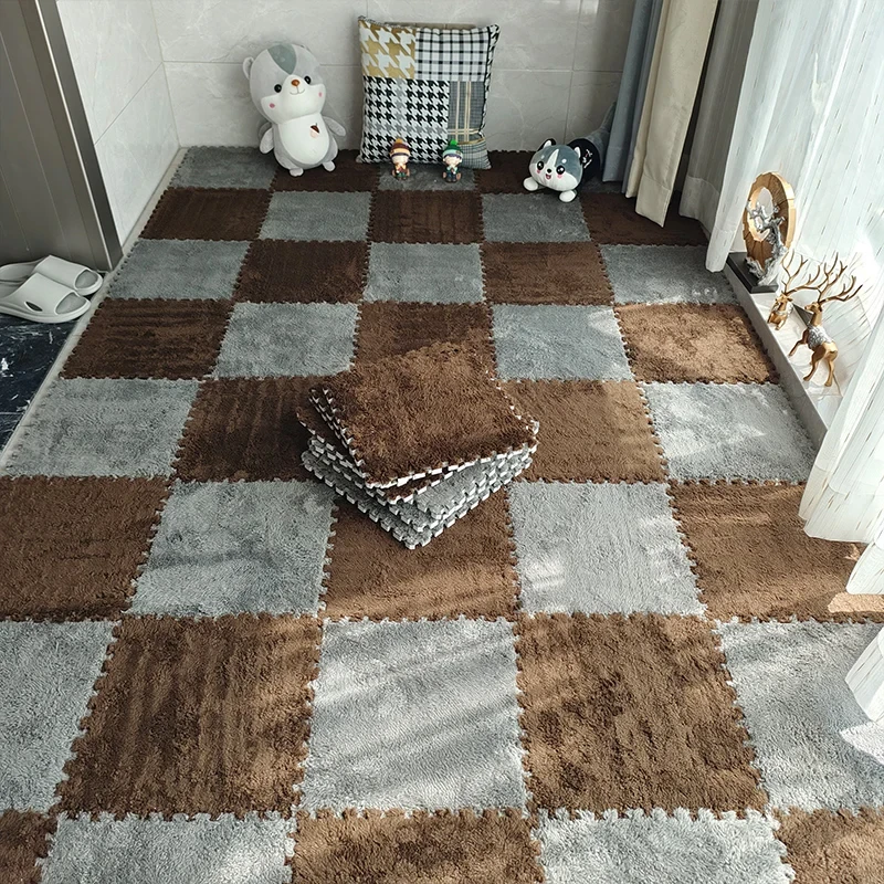 Set De 6 Alfombrillas De Suelo De Felpa Y EVA De 30x30 Cm – Tapetes Puzzle Reemplazables Multifunción Para Interior Y Exterior