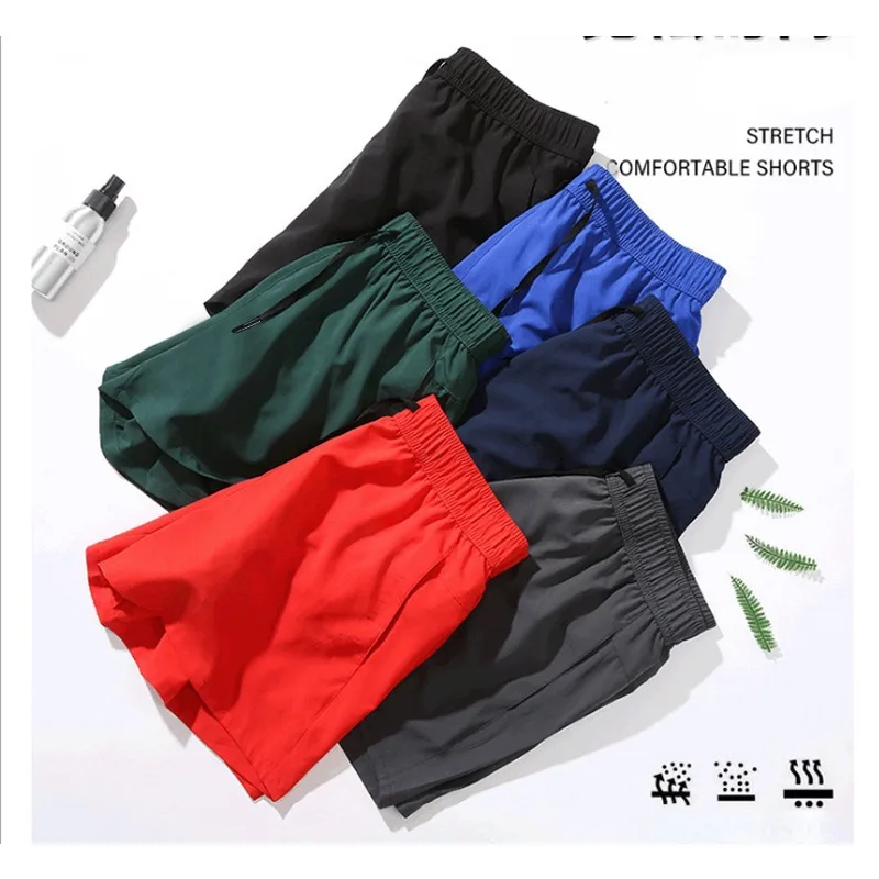 Men's Summer Shorts Fitness Running Training Leisure Large Size Quick Dry Double Layer Drawstring Elastic Waist Gym Shorts