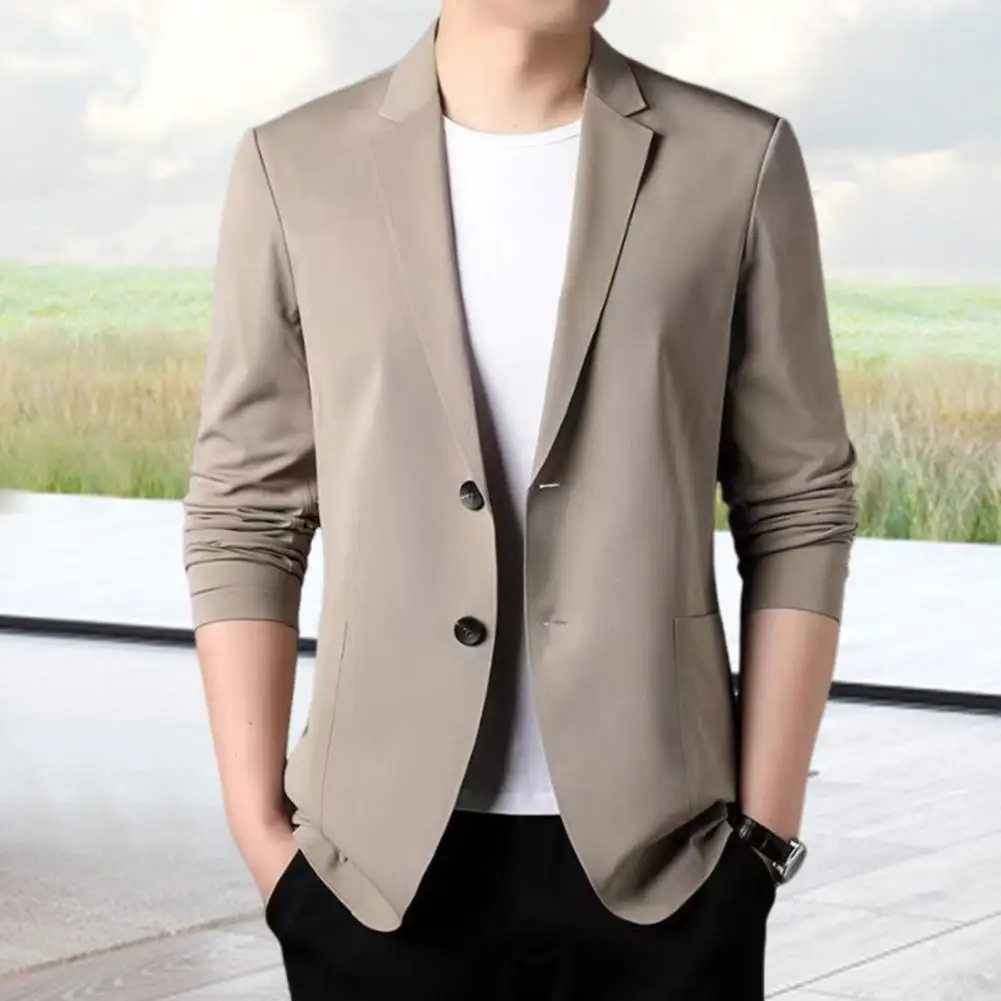 Men Suit Coat Lapel Long Sleeve Single Breasted Suit Jacket Solid Color Pockets Business Formal Coat Workwear men suit jacket