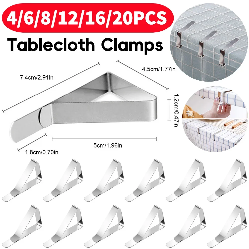 4-20Pcs Tablecloth Clamps Stainless Steel Anti-Slip Securing Holder Wedding Camping Promenade Table Cloth Cover Fix Clips