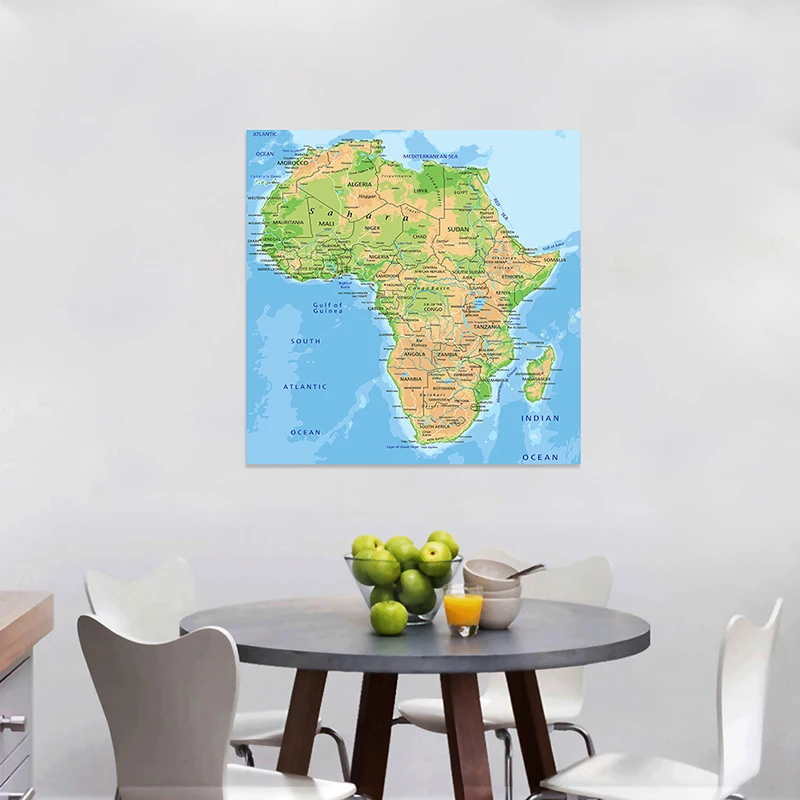 90*90Cm The Africa Map In French Wall Decorative Print Non-Woven Canvas Painting Living Room Home Decoration School Supplies