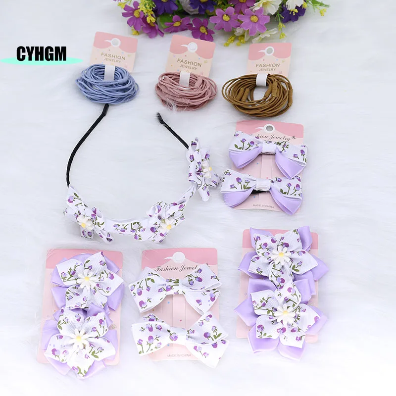 New Girls hair ties set Cute Hair Clips Lovely Hairpins Headband Barrettes Elastic hair band Fashion Hair Accessories K14-1 wholesale fashion new girls flowers hair accessories set gift elastic hair band hairpins headband lovely women s barrettes j02