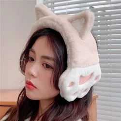 Cat Earmuffs Warm Earmuffs Female Winter Cute Cat Ears Cat Claw Imitation Mink Fur Increase Ear Protection Artifact Thickening