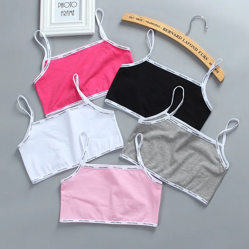 

3Pcs Teen Bra Girl Vest Cotton Spandex Big Girl's Sport 6-12 Years Adolescente Kids Underwear Letter Training Bra