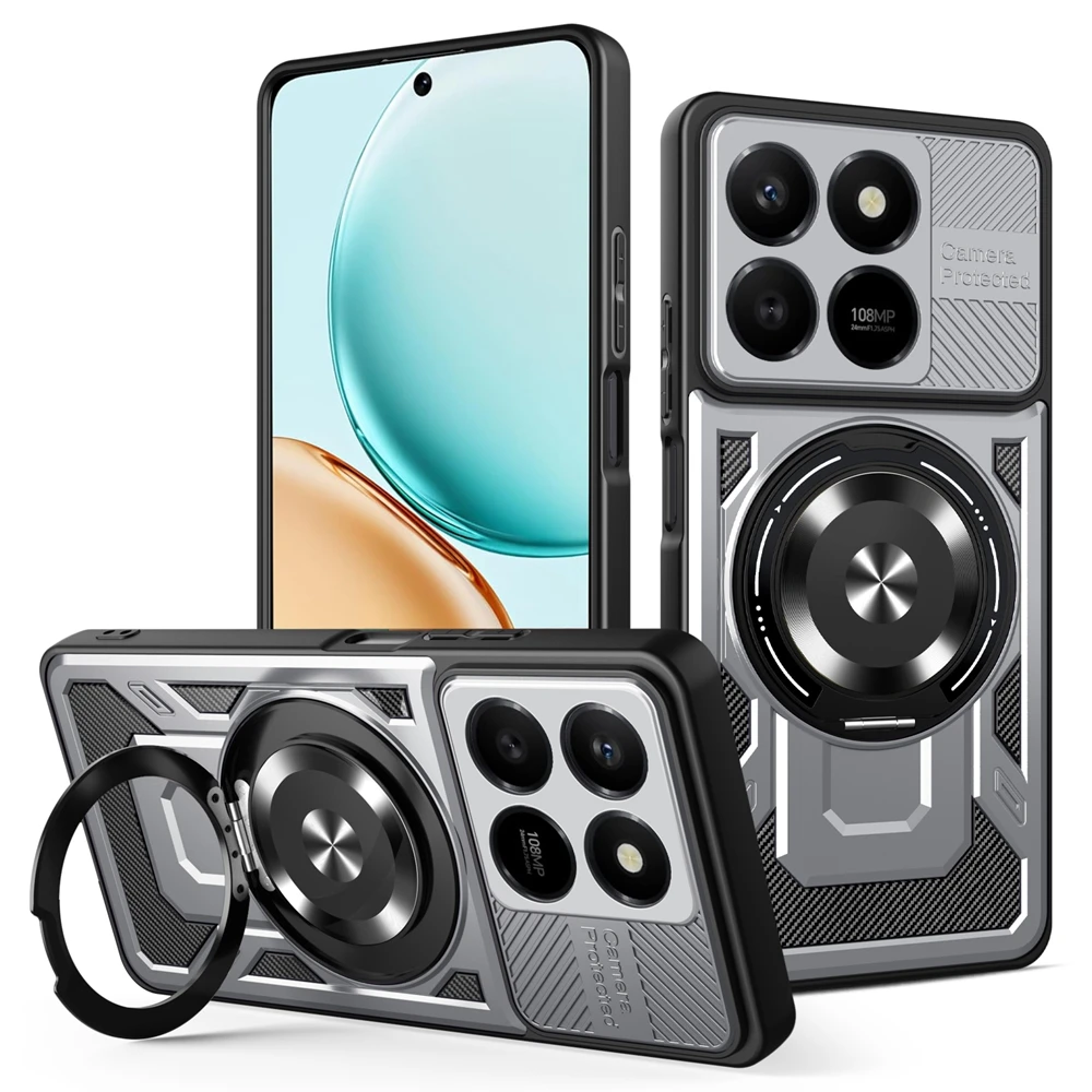 Shockproof Armor Magnetic Ring Case with Magsafe Wireless Charging Compatibility