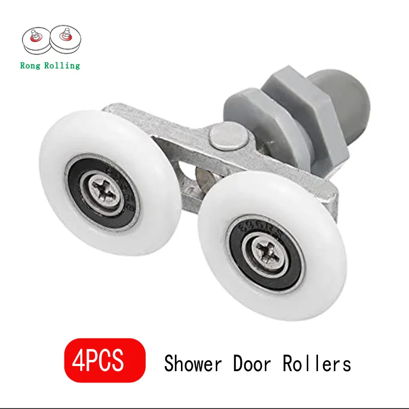 4pcs shower door rollers Bathroom glass door rail wheel bathroom pulley movable plastic roller shower room door