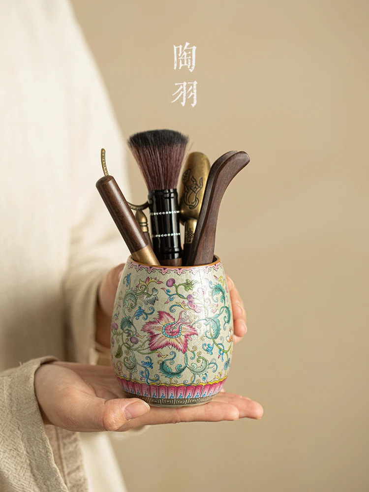 루야오 도자기 다도 세트 가정용 나무 차 숟가락 바늘 집게 쿵푸 차 용품 대형 ..