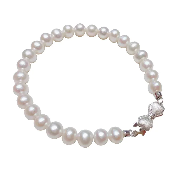

Freshwater Pearl Bracelet 6-7mm S925 Bow Buckle