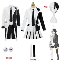 Game Danganronpa Monokuma Cosplay Costume Kuma Personification Adult Man and Woman Uniform Set Free Socks Medal Badge Hallow ged
