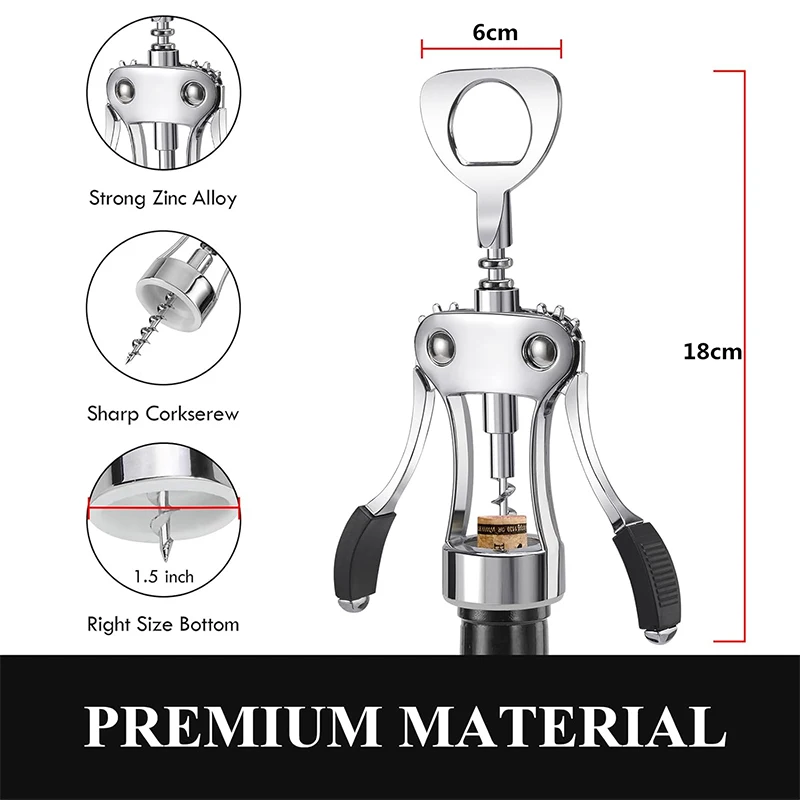 Deluxe Heavy-Duty Zinc Alloy Wing Wine & Beer Bottle Opener