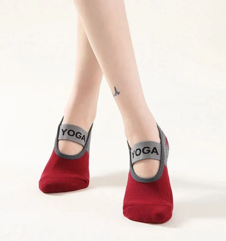 Professional Anti-Slip Yoga Socks Backless Bandage Pilates Socks Fitness Slipper Cotton Sports Socks