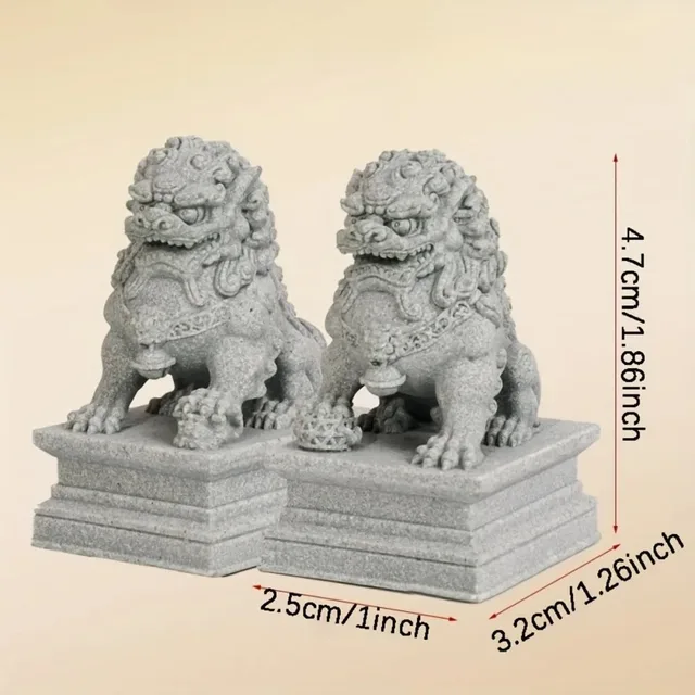 Statues de Lion gardien chinois Feng Shui, Figurines décoratives pour la maison, salon, Bar, café, ornement de bureau 2