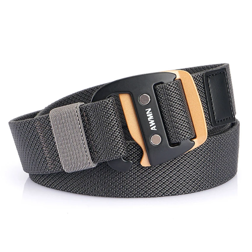 men's belts for jeans New Men's Elastic Belt For Jeans Pants Metal Buckle Casual Nylon Belt Wear-resistant Woven Stretch Outdoor Sports Accessories belts designer