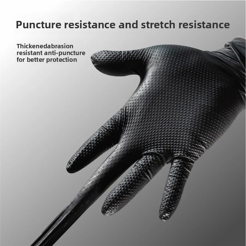 Gants nitrile jetables taille S, vue de dessus sur fond blanc, texture fine.
