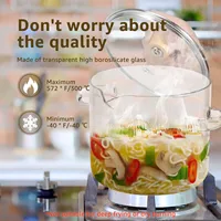Marmite en verre 1.6/2.3L avec couvercle, casserole en verre, bols à céréales, marmite pour poêle, haute teneur en Borosilicate, poêles de cuisson transparentes pour soupe 5