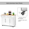 Kitchen Island Cart Rolling Storage Trolley Cart with Lockable Castors, 2 Drawers, 3 Door Cabinet, Towel Handle, Knife Block fo 5