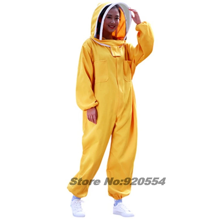 1 pcs Cotton Zippered Protective Beekeeping Suit with Hooded Veil Beekeeper Clothing Beekeepers Bee Suit Equipment