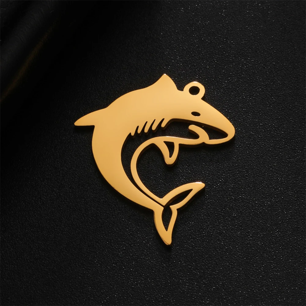 5 teile/los Großhandel Edelstahl Shark Anhänger Zubehör Diy Halskette Erkenntnisse Handgemachte Armbänder Charms Für Schmuck Machen – Detail 9