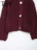 TRAF Autumn Winter Knitted Cardigans For Women Casual Button Long Sleeve Female Sweater 2024 Fashion Loose Lady Cardigans Coat 5