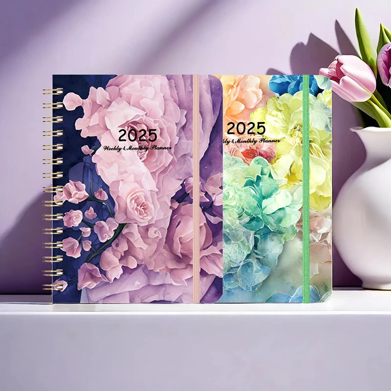 Whole Year A5 Journal Notebook Spiral Bound Yearly Week Planner Daily Diary Calendar Time Organizer Goals Setting Schedule