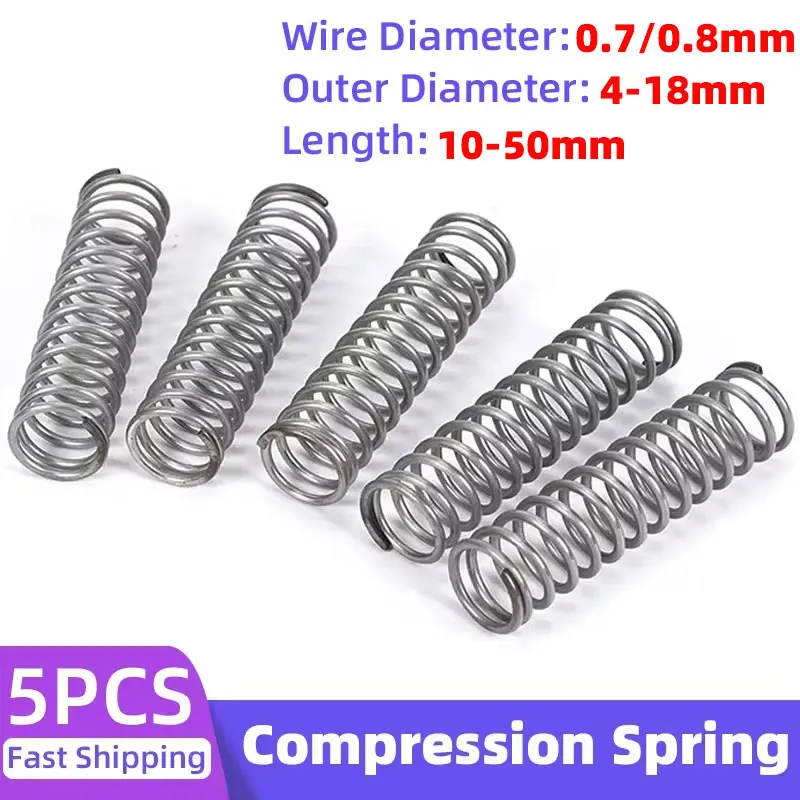Resortes De Compresión De Acero Inoxidable 304 - Kit De 10 Unidades, 4.5mm Diámetro Exterior, 10mm Longitud