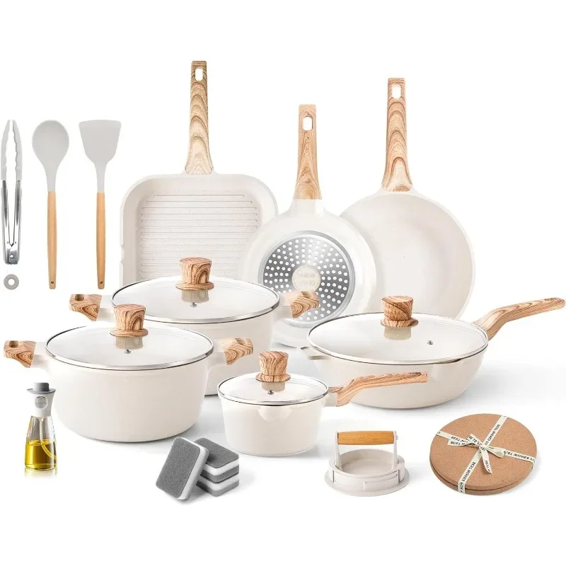 

Pots and Pans Set Kitchen Nonstick Cookware Sets Granite Frying Pans for Cooking Marble Stone Pan Sets Kitchen