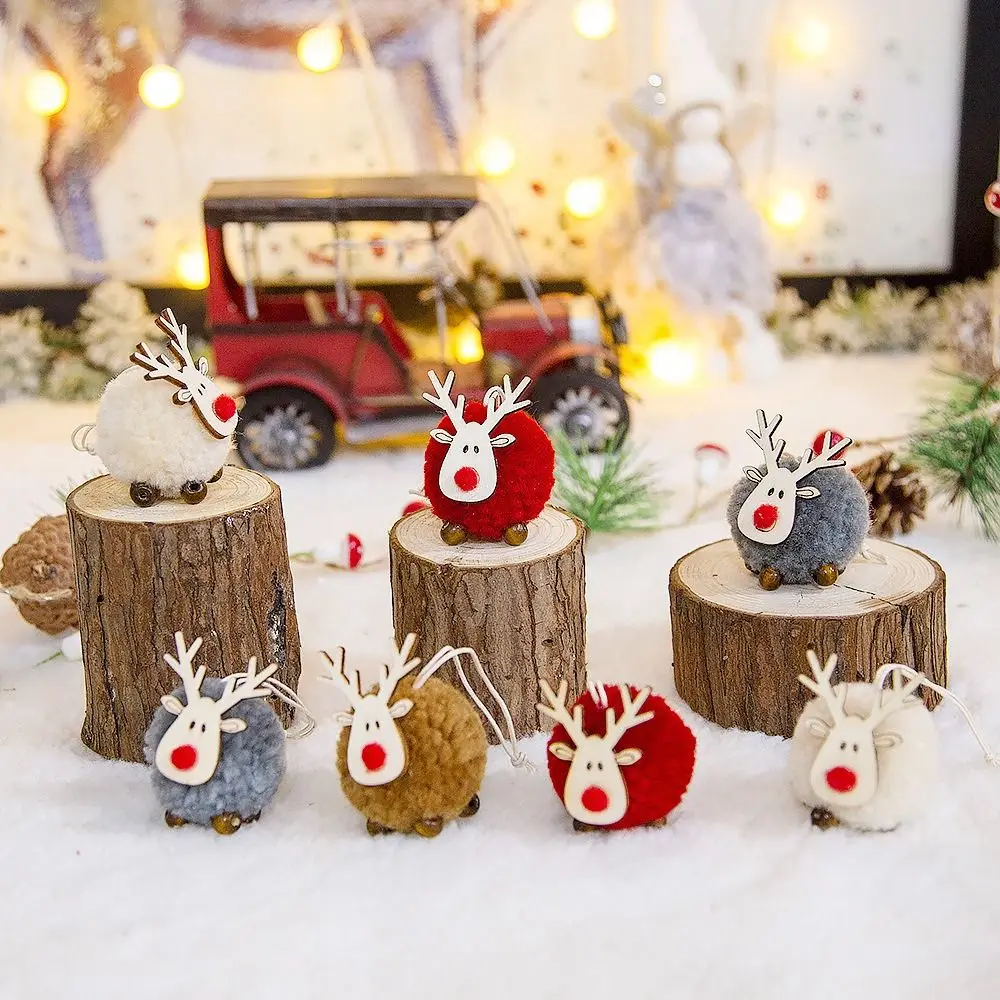 

Wool Felt Christmas Tree Ornaments Lovely Wooden Elk Felt Deer Wooden Deer Ornaments Mini Elk Hanging Pendant New Year