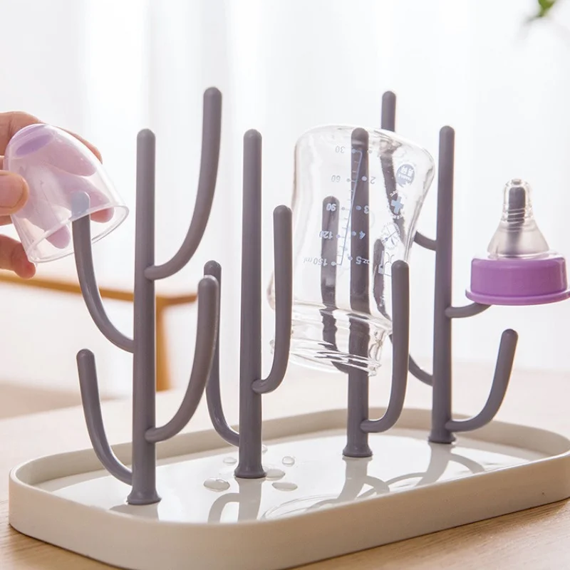 Tree-shaped Baby Bottle Drain Rack Baby Bottle Clean Storage Dustproof Drying Rack