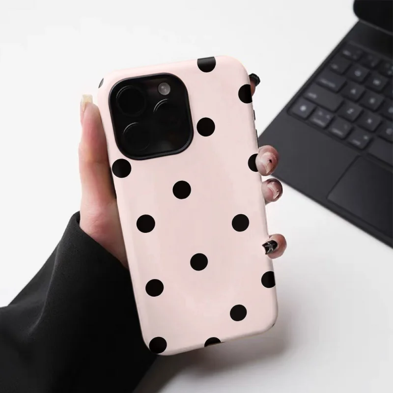 Stylish Polka Dots Pattern Phone Case - 2-in-1 Tough Glossy Design
