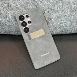 Luxury Sheepskin PU Leather Card Holder Case with Hard PC Protection - Galaxy S26 Ultra (Gray)