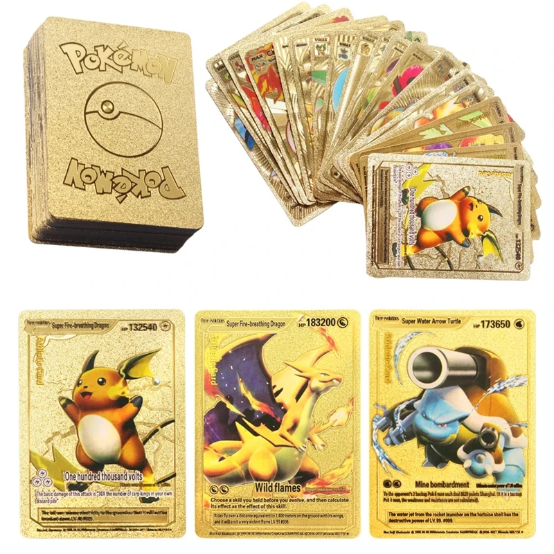 Generic 110pcs Pokemon Gold Box Vmax Gx Ex English Card Charizard ...