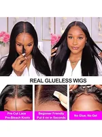 Perruques Lace Front en Cheveux Humains Lisses, Densité 200%, 28 Pouces, 13x4, Sans Colle, Prêtes à Porter, Pré-Pluckées et Pré-Coupées, pour Femmes Noires 4