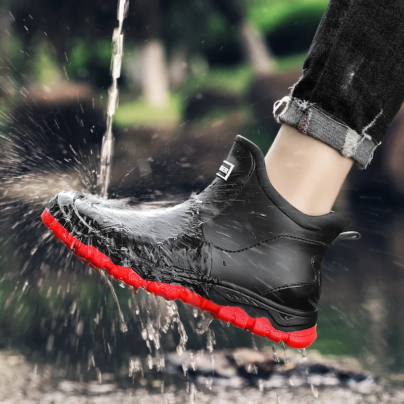 Bottes de pluie courtes anti-dérapantes 2026 - Bottes de cuisine imperméables pour hommes