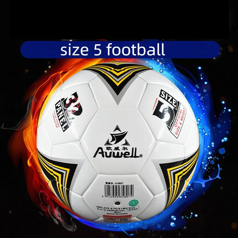 

2023 New Football Official Size 5 PU Adhesive Durable Soccer Indoor Outdoor Game Use Group Training Match Ball for Men Women