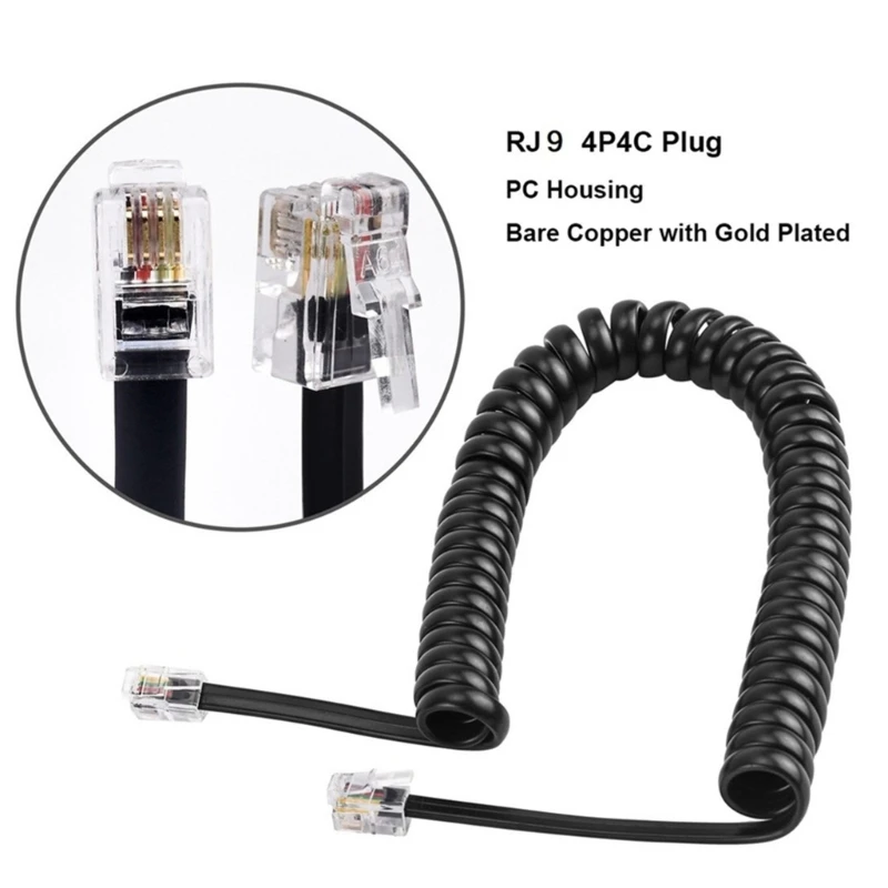 RJ9 RJ11 4P4C Telephone Handset Cord Coiled Fix Landline Phone Wire For Clear Calls And Durability 200cm 300cm