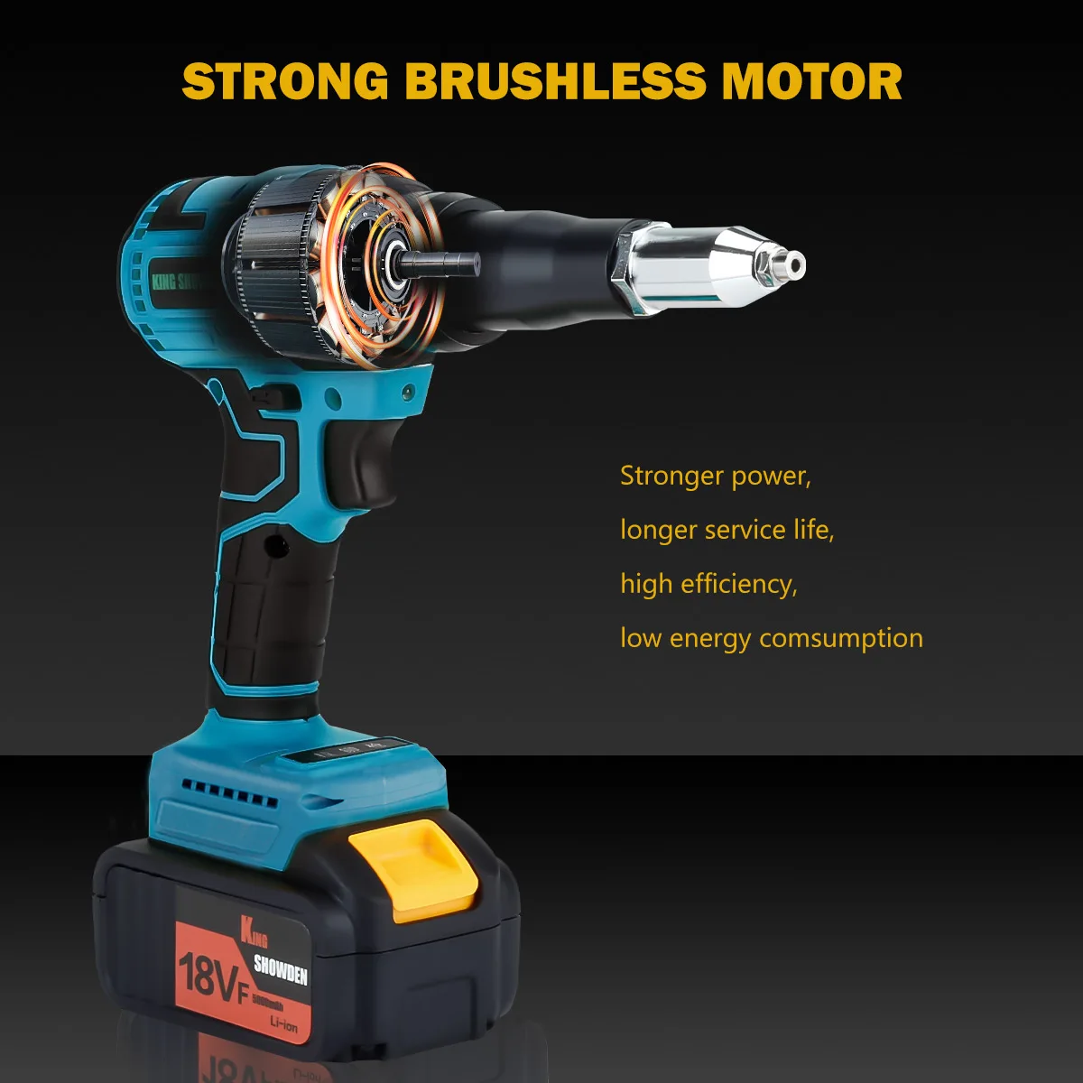Brushless Riveter Electric Rivet Gun Cordless Riveting Nut Gun 3.2-4.8mm With LED Light Riveting Tool For Makita 18V Battery 2