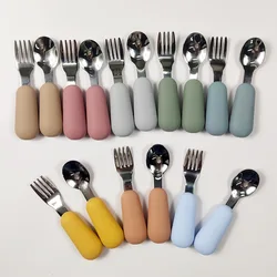 Baby Tableware Set Children Utensil Stainless Steel Toddler Dinnerware Cutlery Cartoon Infant Food Feeding Spoon Fork Gadgets