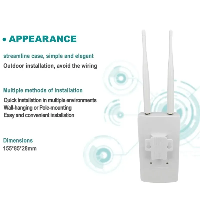 4G SIM Card Router CPE905 Waterproof Wireless Wifi Modem Outerdoor Hotspot External Antenna CPE Adapter For IP Camera
