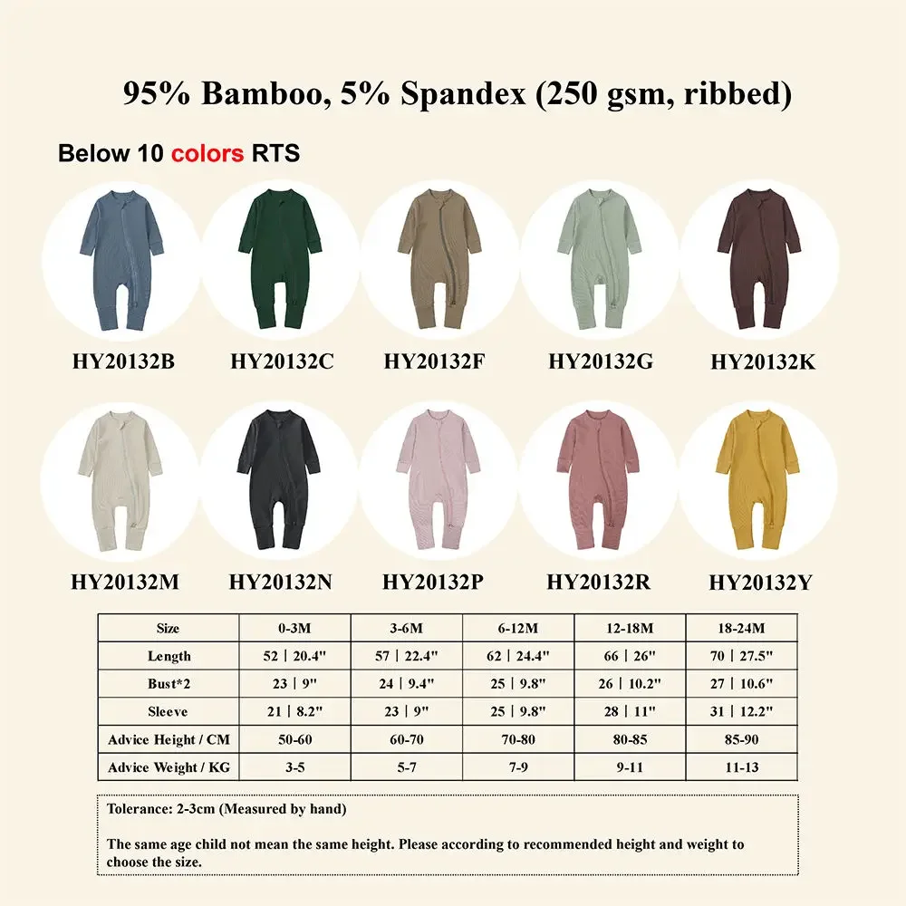 2025 Summer Newborn Baby Boy Romper Thicken Bamboo Infant Clothes Long Sleeve Ribbed Bodysuit Kid Girl Jumpsuit Sleeper Pajamas 3